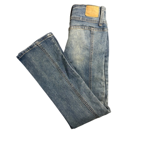 Simple Society Denim - Simple Society High Waisted‎ Flare Jeans Medium Wash Seam Front Size 00/23